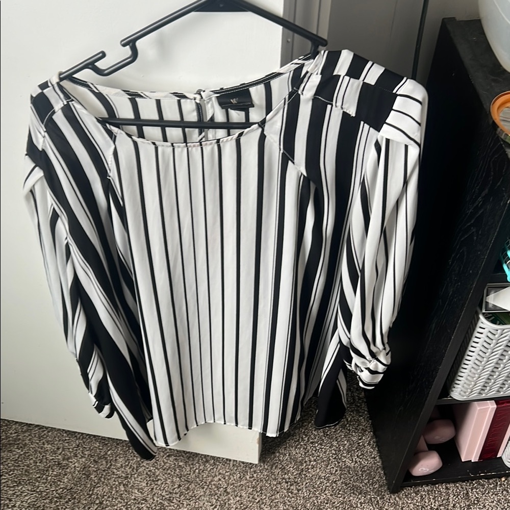 Black and White Striped Women's Top